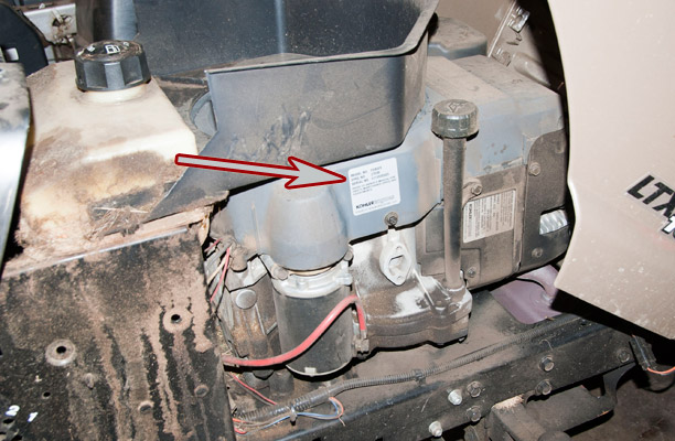 Kohler Engine Spec amd Serial Number Location on a Craftsman LTX1000