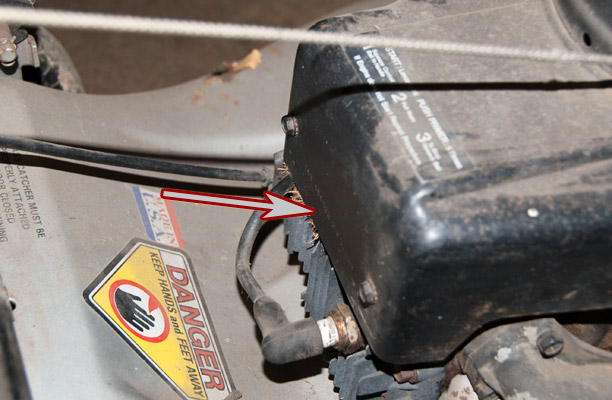 Tecumseh Engine Model and Spec Number Location on a Craftsman Push Mower