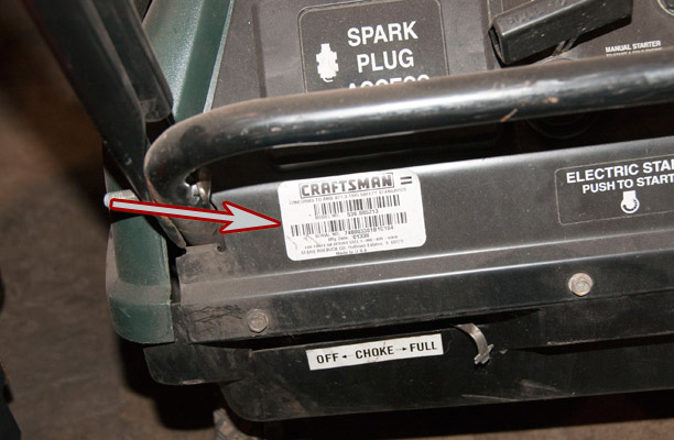 Craftsman Snow blower with Tecumseh Engine model and serial number location