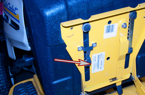 Cub Cadet Series 1000 model and serial number location