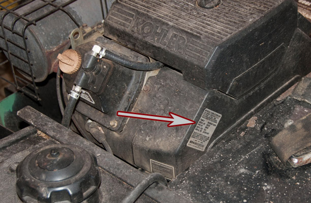 Kohler Model and Spec Location on a Encore Zero-Turn Rider