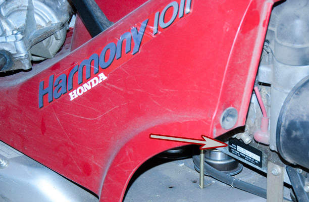Honda Harmony model and serial number location