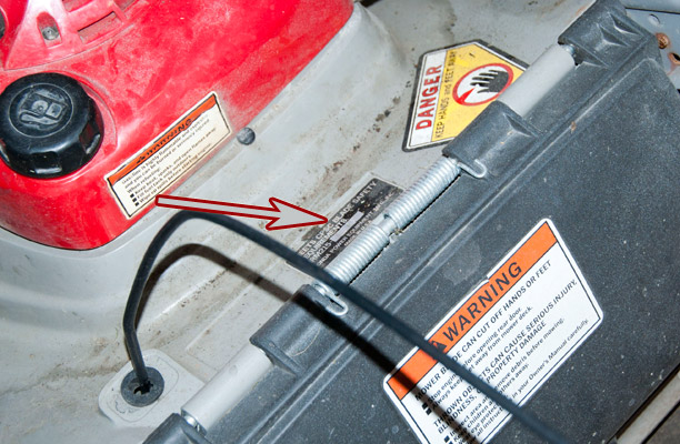 Honda Harmony HRM Push Mower model and serial location