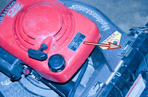 Honda Push Mower model and serial number location