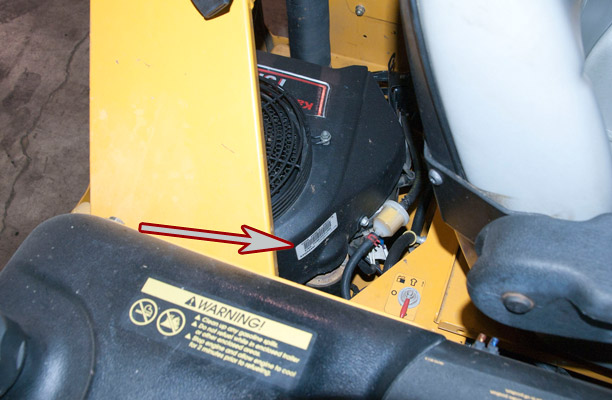 Kawasaki Engine Model and Serial number location on a Hustler Z-Mini Zero-Turn Rider