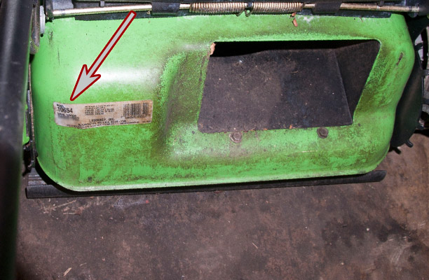 Lawn-Boy Push Mower 10654 Model and Serial number location