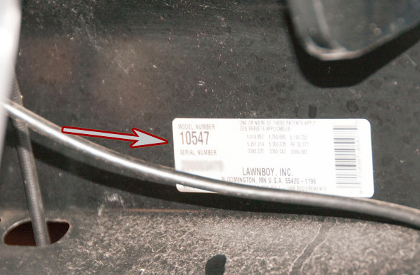 Lawn-Boy 10547 Model and Serial number location