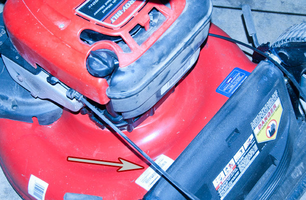 Troy-Bilt Push Mower Model and Serial Number Location