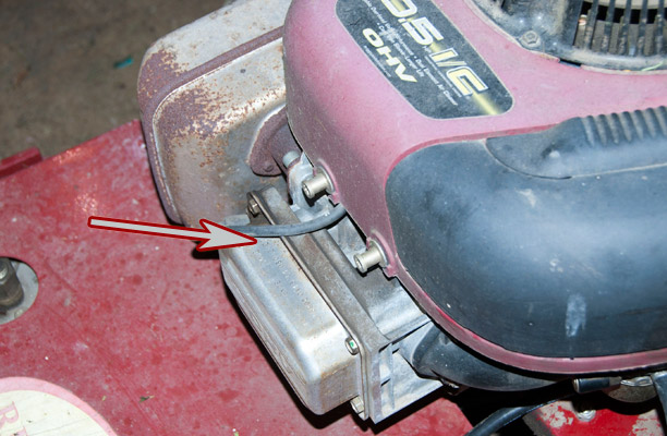 Briggs and Stratton Model, Type and Code Location on a Red Hawk Walk Behind Mower