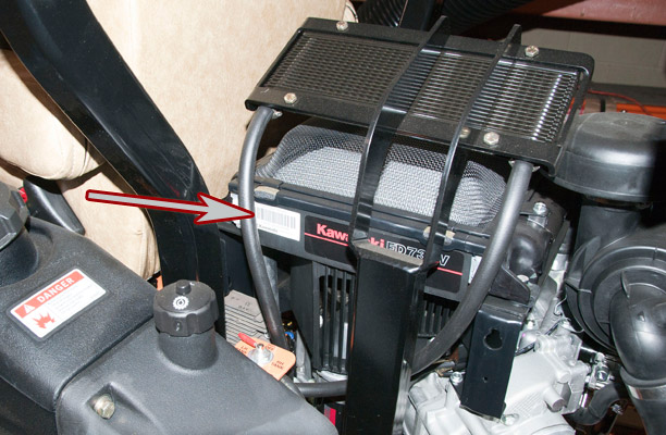 Kawasaki Engine Model and Serial Location on a Scag Wildcat Mower