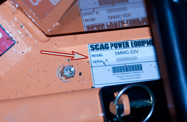 Scag Wildcat Mower Model and Serial Number Location