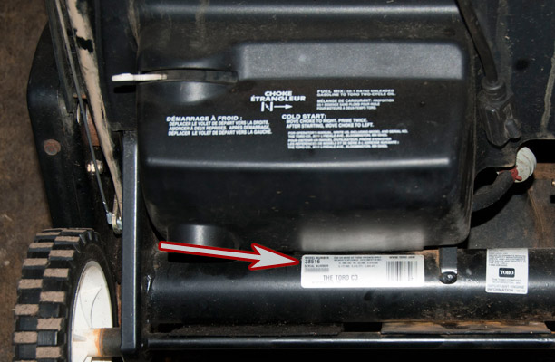 Toro Snow Blower Model and Serial Location