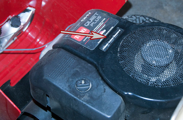 Briggs & Stratton Model, Type and Code Location on a Wheel Horse 14-38HXL Riding Mower