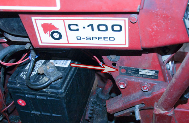Wheel Horse C100 Tractor Model and Serial Number Location