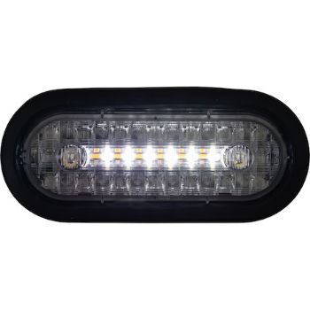 Buyers Products 5626413 6 Inch Combination LED Stop/Turn/Tail, Backup, and Strobe Light with 17 LEDs, Amber/Clear, Heated 