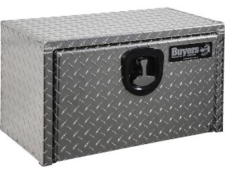 Buyers Products 1705150 14" x 12" x 24" Aluminum Underbody Toolbox with Aluminum Recessed Door and T-Handle Latch 