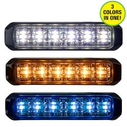 Buyers Products 8891828 5 Inch Wide Angle Tri-Color LED Strobe Light, Amber/Blue/Clear - BUY 8891828