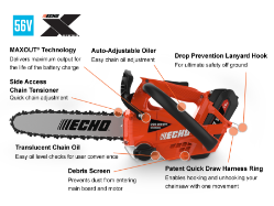 ECHO DCS-2500TN-12BT 56V Top Handle Chainsaw w/ 80TXL Bar & Chain Bare Tool - ECH DCS-2500TN-12BT