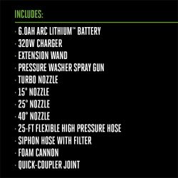 EGO HPW2105 2100 PSI 56V Compact Pressure Washer w/ 6.0Ah Battery & 320W Charger - EGO HPW2105