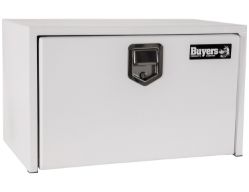 Buyers Products 1702203 18" x 18" x 30" White Steel Underbody Drop Door Toolbox with Rotary Paddle Latch - BUY 1702203