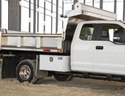 Buyers Products 1703205 14" x 16" x 36" White Steel Underbody Drop Door Toolbox with Rotary Paddle Latch - BUY 1703205