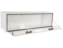 Buyers Products 1702215 18" x 18" x 60" White Steel Underbody Drop Door Toolbox with 2 Rotary Paddle Latches - BUY 1702215