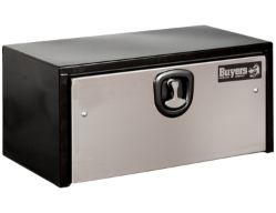 Buyers Products 1702703 18" x 18" x 30" Black Steel Underbody Toolbox with Stainless Steel Door - BUY 1702703