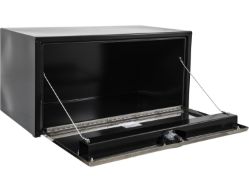 Buyers Products 1702725 18" x 18" x 72" Black Steel Underbody Toolbox with 2 Stainless Steel Doors - BUY 1702725