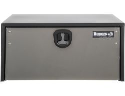 Buyers Products 1702725 18" x 18" x 72" Black Steel Underbody Toolbox with 2 Stainless Steel Doors - BUY 1702725