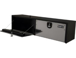Buyers Products 1702725 18" x 18" x 72" Black Steel Underbody Toolbox with 2 Stainless Steel Doors - BUY 1702725
