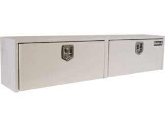 Buyers Products 1702860 16" x 13" x 96" White Steel Topside Toolbox with 2 T-Handle Latches 