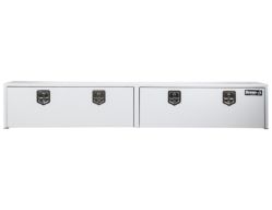 Buyers Products 1702860 16" x 13" x 96" White Steel Topside Toolbox with 2 T-Handle Latches - BUY 1702860