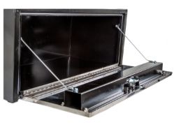Buyers Products 1702725 18" x 18" x 72" Black Steel Underbody Toolbox with 2 Stainless Steel Doors - BUY 1702725