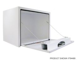 Buyers Products 1702417 18" x 18" x 66" White Steel Underbody Drop Door Toolbox with 2 T-Handle Latches - BUY 1702417