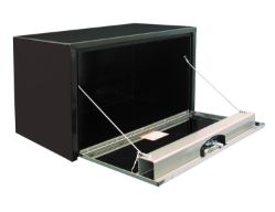 Buyers Products 1704705 24" x 24" x 36" Black Steel Underbody Toolbox with Stainless Steel Door and T-Handle Latch - BUY 1704705