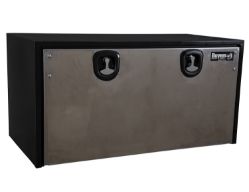 Buyers Products 1704710 24" x 24" x 48" Black Steel Underbody Toolbox with Stainless Steel Door and 2 T-Handle Latches - BUY 1704710