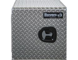 Buyers Products 1702240 24" x 24" x 48" Aluminum Diamond Tread Double Barn-Door Style Underbody Toolbox - BUY 1702240
