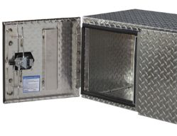 Buyers Products 1705215 18" x 18" x 60" Aluminum Diamond Tread Double Barn-Door Style Underbody Toolbox - BUY 1705215
