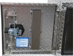 Buyers Products 1702240 24" x 24" x 48" Aluminum Diamond Tread Double Barn-Door Style Underbody Toolbox - BUY 1702240