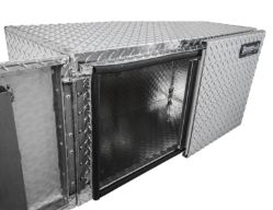 Buyers Products 1702240 24" x 24" x 48" Aluminum Diamond Tread Double Barn-Door Style Underbody Toolbox - BUY 1702240