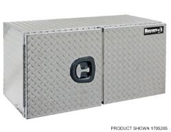 Buyers Products 1702240 24" x 24" x 48" Aluminum Diamond Tread Double Barn-Door Style Underbody Toolbox - BUY 1702240