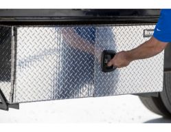 Buyers Products 1705210 18" x 18" x 48" Aluminum Diamond Tread Double Barn-Door Style Underbody Toolbox - BUY 1705210