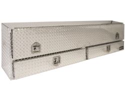 Buyers Products 1705651 21" x 13.5"/11.5" x 88" Contractor Style Diamond Tread Aluminum Topside Toolbox with Drawers - BUY 1705651