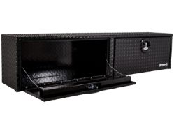 Buyers Products 1721565 18" x 16" x 90" Black Powder Coated Aluminum Topside Toolbox - BUY 1721565