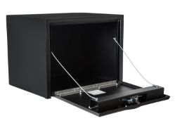 Buyers Products 1732505 18" x 18" x 36" Textured Matte Black Steel Underbody Drop Door Truck Box with 3-Point Latch - BUY 1732505