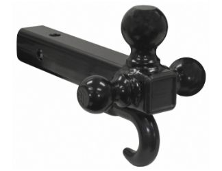 Buyers Products 1802208 Tri-Ball Tubular Hitch with Hook and 1-7/8", 2" & 2-5/16" Black Towing Balls 
