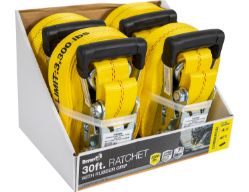 Buyers Products 5483000 2" x 30' Yellow Ratchet Strap - Double J Hook - BUY 5483000