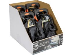 Buyers Products 5483105 2" x 10' Black Retractable Ratchet Strap - Vinyl Coated S-Hooks - BUY 5483105
