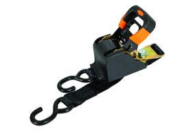 Buyers Products 5483105 2" x 10' Black Retractable Ratchet Strap - Vinyl Coated S-Hooks - BUY 5483105