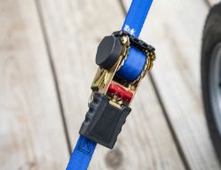 Buyers Products 5483220 1" x 6' Blue Retractable Ratchet - Coated Steel Hook, Padded Handle - BUY 5483220